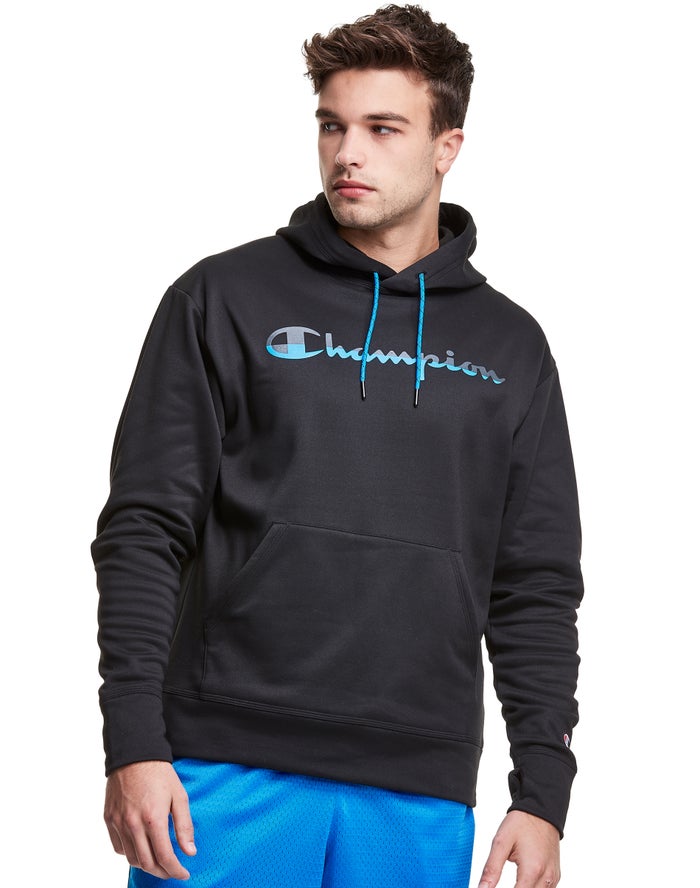 Champion Mens Hoodie NZ - Game Day Script Logo Black ( 4350-UBXFD )